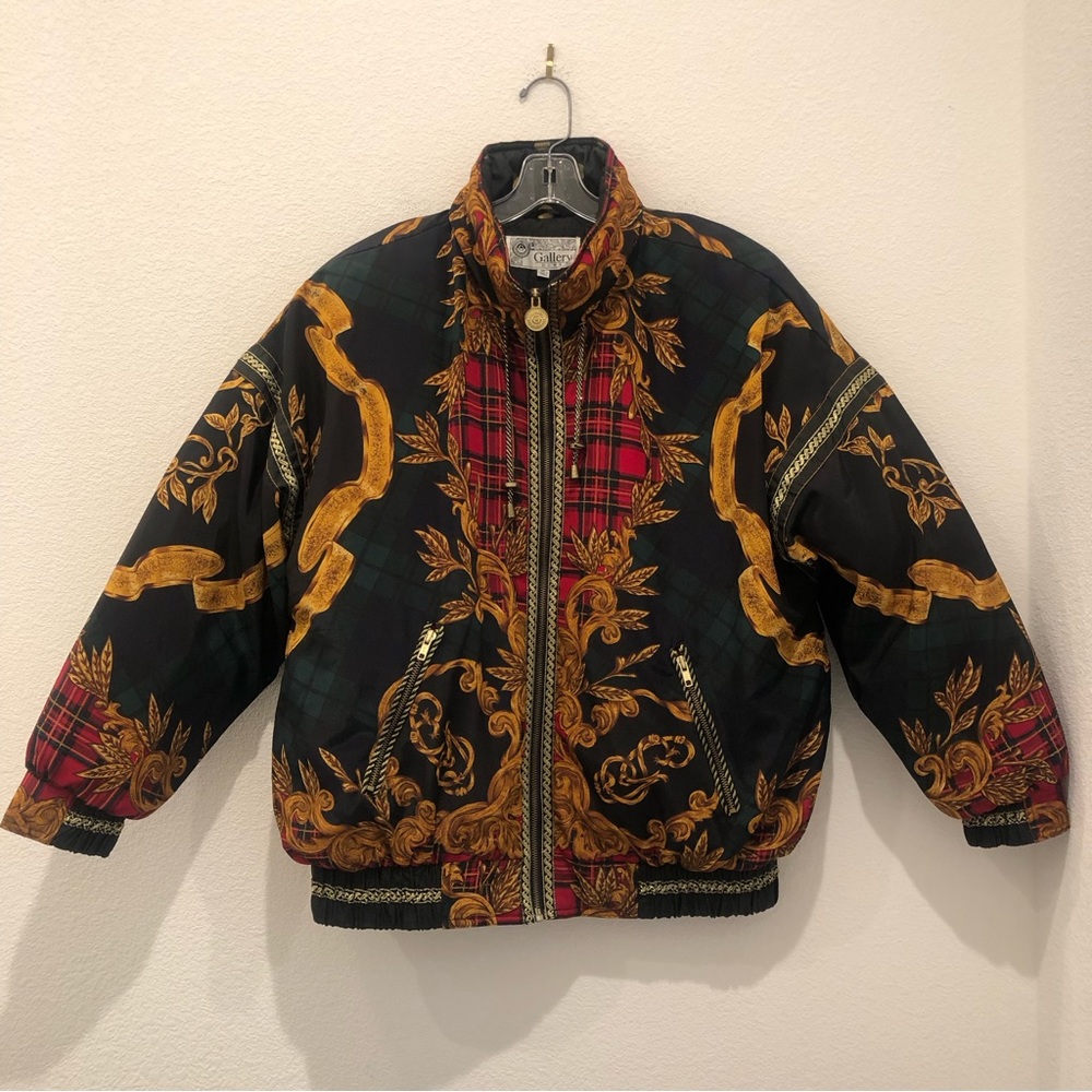 Vintage 80s 90s Gallery Printed Royal Down Puffer jacket- Mens size Medium